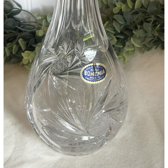 Czech Republic TOM Bohemia Hand Cut Lead CRYSTAL DECANTER / CRUET Brilliant Cuts - Picture 3 of 8